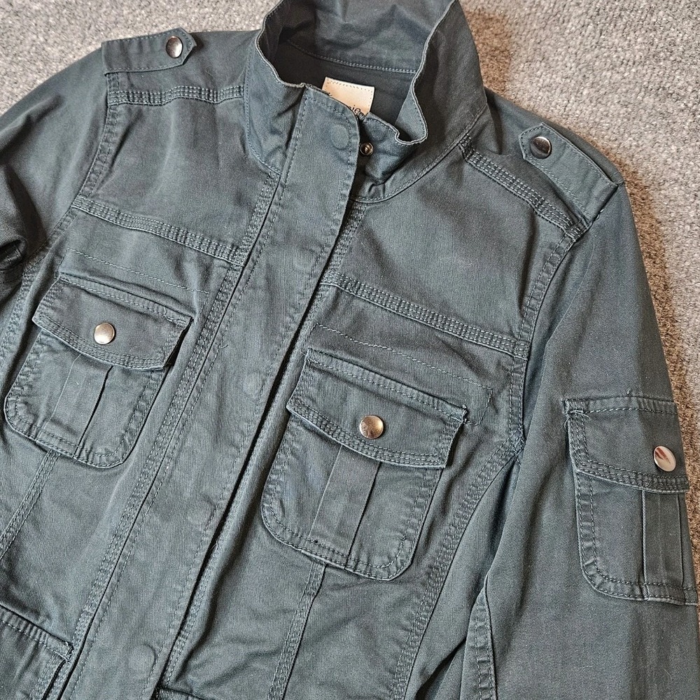 Kensie Women's Utility Jacket Size Medium Green Field Military Epaulettes